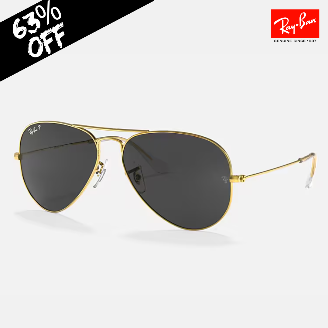 Óculos R.Ban - Aviator Classic Preto e Dourado